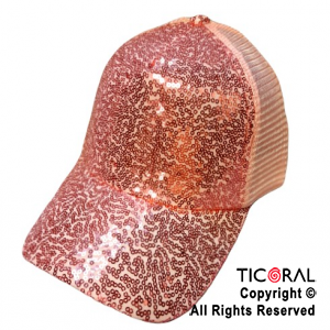 SOMBRERO VISERA LENTEJUELAS ROSA CAP x 1